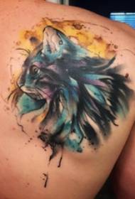 задній татуювання чоловіки хлопчики на задній частині кольорові малюнки татуювання кішки