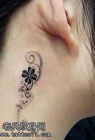 ear beautiful flower vine tattoo pattern
