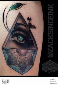 Sting yeux de couleur et motif de tatouage de feuille triangle