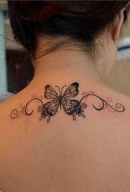 beauty neck elegant black and white flower butterfly tattoo picture