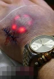 남성의 손을 다시 슈퍼 잘 생긴 LED 전자 문신 사진 91489 큰 문신의 뒷면에 장미 문신 패턴
