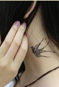Female neck fashion good-looking swallow tattoo pattern to enjoy the picture