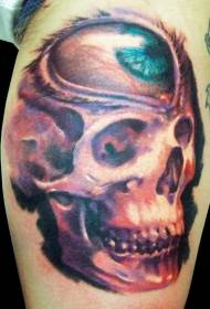 surreal watercolor skull with eye tattoo pattern