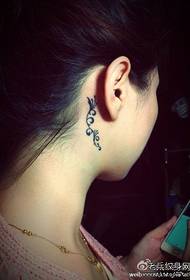girl's ear beautiful rattan vine tattoo pattern