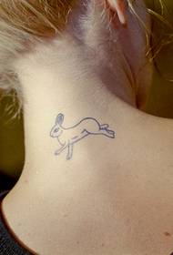 girls neck rabbit tattoo picture