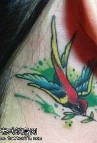 ear beautiful colored small swallow tattoo pattern