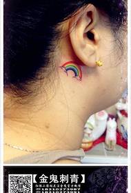 Padrão de tatuagem pequena tatuagem arco-íris para orelhas de meninas