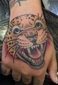 hand back Europe and new school leopard head tattoo pattern