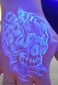 komea takaisin pääkallo fluoresoiva tatuointi malli