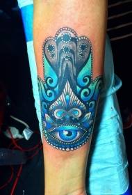 Arm new traditional color Fatima hand eyes and jewelry tattoo pattern
