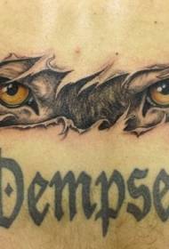 back Wolf eye skin tear tattoo pattern
