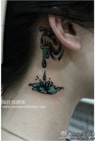 girl ear dripping faucet tattoo pattern