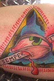 геаметрычная татуіроўка ў вочы, татуіраваная мячом 90932 - запясці чырвоным сэрцам і зялёным малюнкам татуіроўкі вачэй