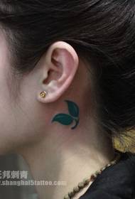 girl's neck totem leaf tattoo pattern