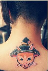 fashion women's neck good looking cat tattoo pattern picture