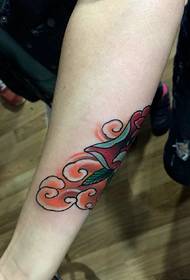 hand-back color small prajna tattoo picture is very handsome