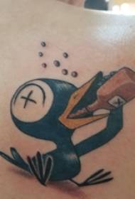 tattoo cartoon girl on the back of a colored cartoon Raven tattoo pictures