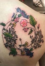 back tattoo male boys on the back of colored flowers tattoo pictures