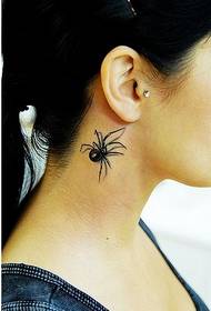 handsome beauty neck part spider tattoo pattern picture