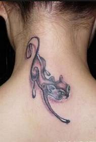tyttö kaula muoti trendi kaunis kissanpentu tatuointi kuva