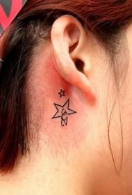 ear back small fresh star tattoo