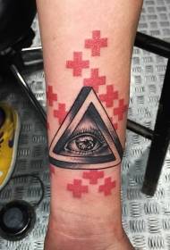 прекрасен цветен триъгълник символ с татуировка на човешко око