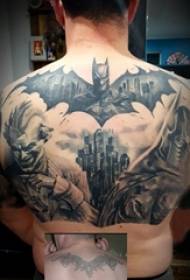 back tattoo male boy on the back of the black hero character tattoo picture
