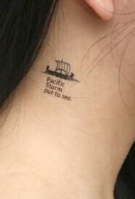 dekle vratu lepa majhna ribiška ladja angleška tattoo slika
