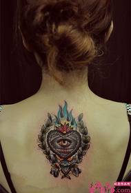 Europese stijl tranen oog creatieve rug nek tattoo foto