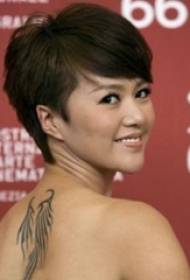 Chinese tattoo Star Tan Vivi on the back of the black wings tattoo picture