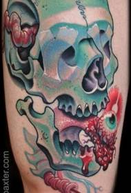 scary color skull with bloody eye tattoo pattern