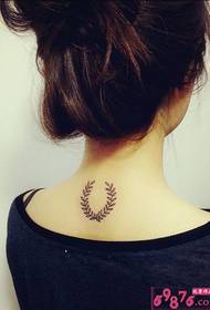 peace olive branch back neck tattoo picture