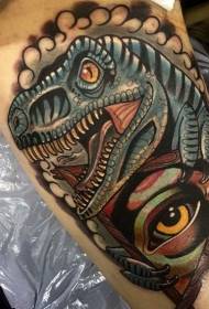 new school dinosaur and mysterious eye tattoo pattern