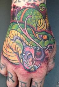 hand back European and American color snake tattoo pattern