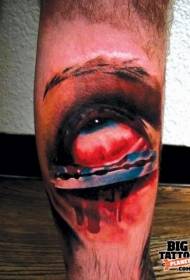 calf color horror style razor cut eye tattoo pattern