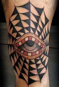 mysterious eyes and cobweb tattoo pattern