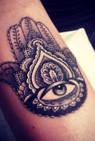 Patrón de tatuaxe de man e ollo de Fatima