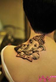 gudrs, gudrs, zilonis, kakla, tetovējums, attēls