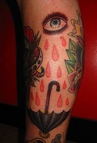 European school style crying eyes and umbrella tattoo pattern