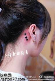 jentetatoveringsmønster - øret femspiss Star tatoveringsmønster