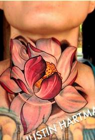 personality neck fashion lotus tattoo pattern appreciation picture