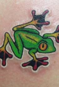 Patrón de tatuaxe de rana de cores brillantes