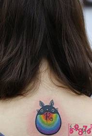 girls back neck color chinchillas tattoo pictures