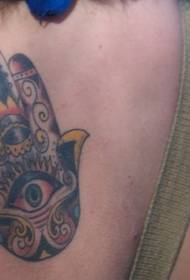 Fatima hand eye totem color tattoo pattern