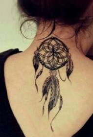 girls on the neck black gray sketch point thorn skills literary dream catcher tattoo pictures