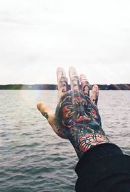 partea din spate a mâinii sub poza tatuajului de soare țipă toate