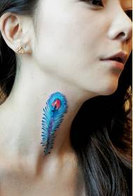 beautiful neck color beautiful feather tattoo picture picture