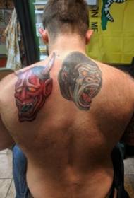 back tattoo male and female students On the back of the orangutan and Prajna tattoo pictures
