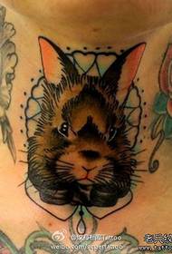 Cool and stylish rabbit tattoo pattern at the neck