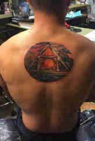 back tattoo male boys on the back geometry And landscape tattoo pictures